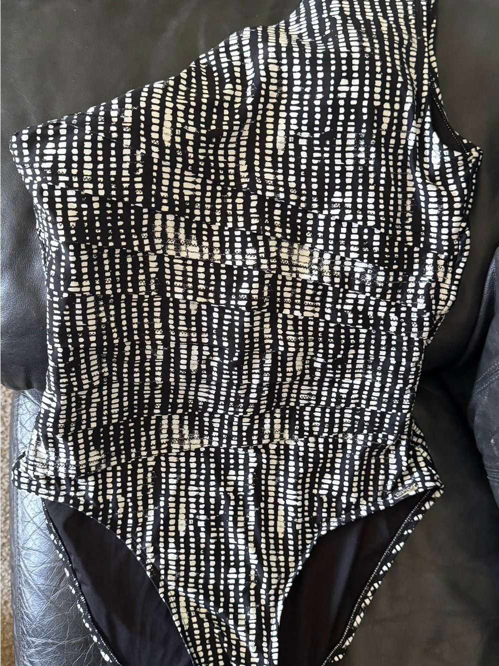 Calvin Klein Black and White Dot-Stripe One-Piece Swimsuit